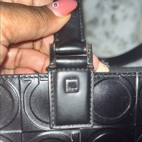 Salvatore Ferragamo Black Tote Bag with Embossed Pattern and Structured Shape - Picture 10 of 16